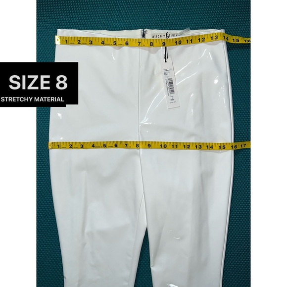 Alice + Olivia Maddox Vegan Leather Off White Skinny Legging Pant - Picture 11 of 16